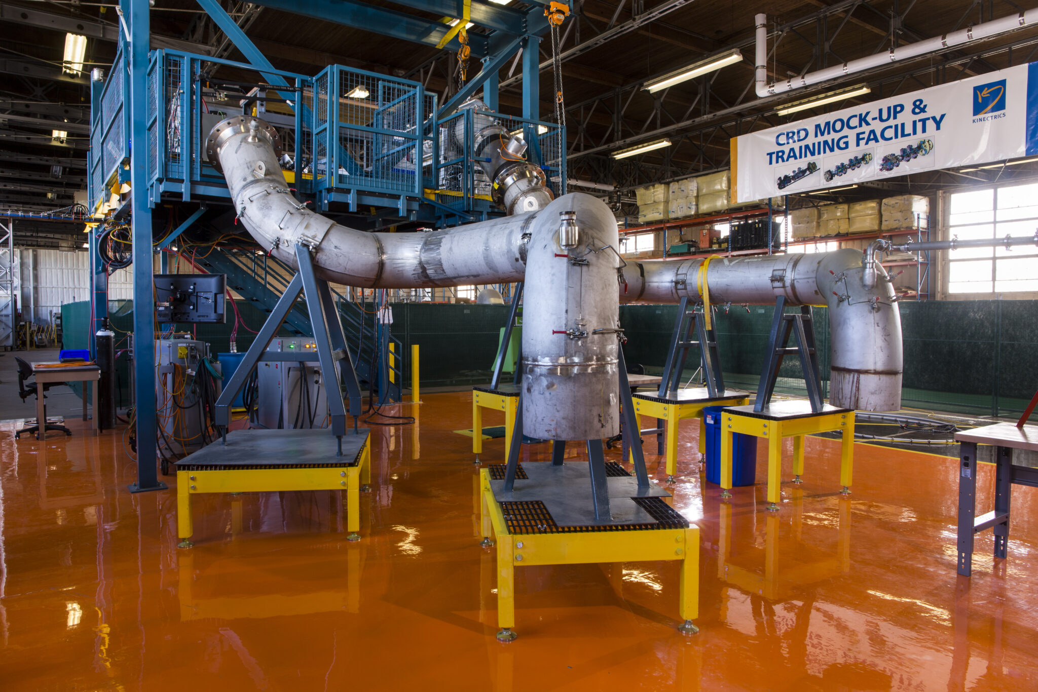 Photograph of the calandria relief duct mock-up and training facility