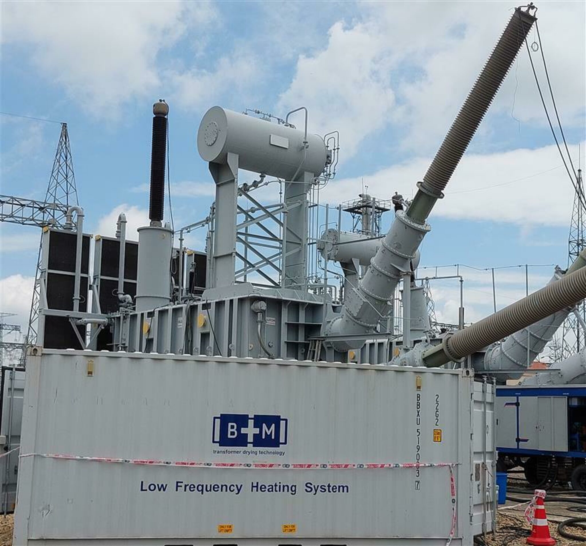 Outdoor photograph of a power transformer