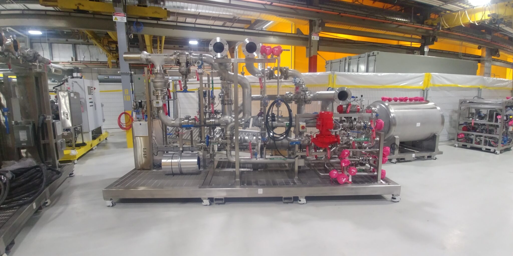 Wide angle photograph of a large skid