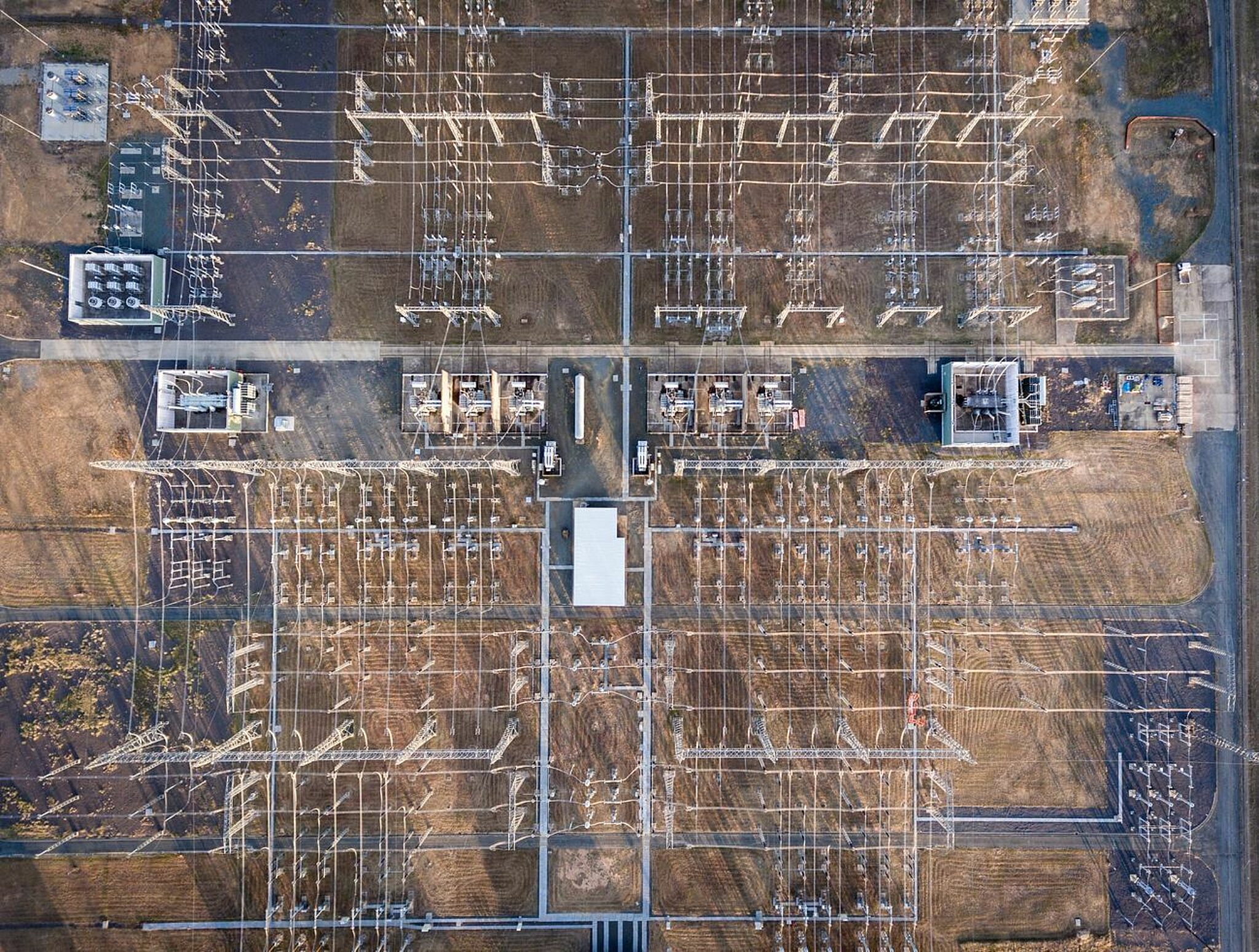 Aerial photograph of a distribution station