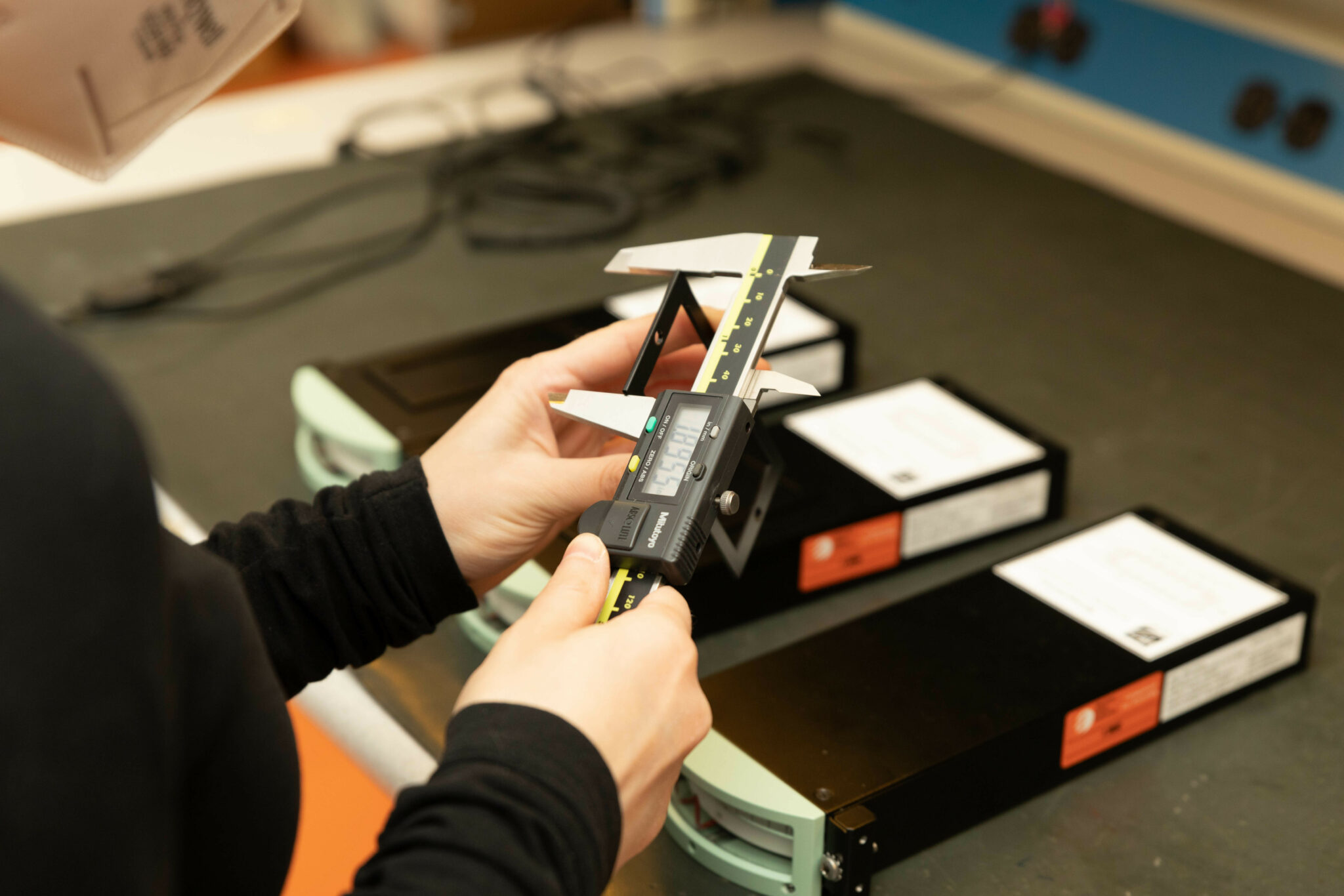 A digital measuring instrument being used to gain accurate dimensions of a nuclear component