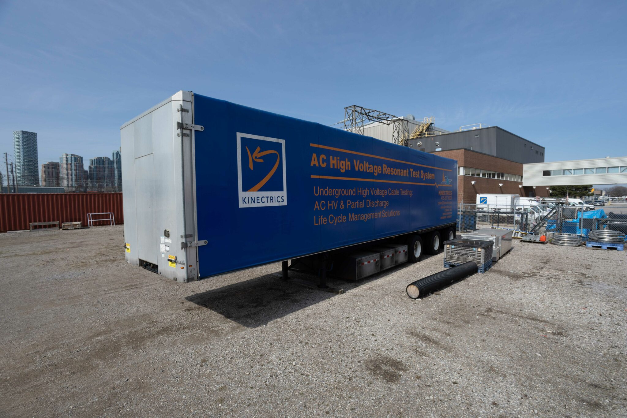 Photograph of Kinectrics' AC High Voltage Resonant Test System field testing unit