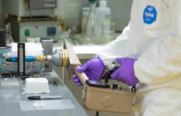 Worker performing maintenance on tools