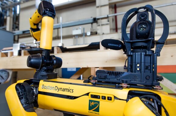 Closeup photograph of Kinectrics' KANINE robot