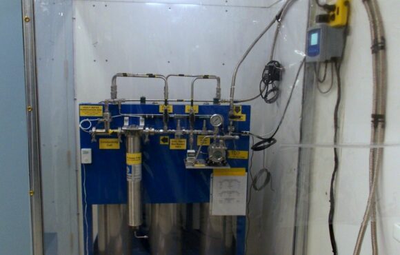 Photograph of heavy water cleanup equipment