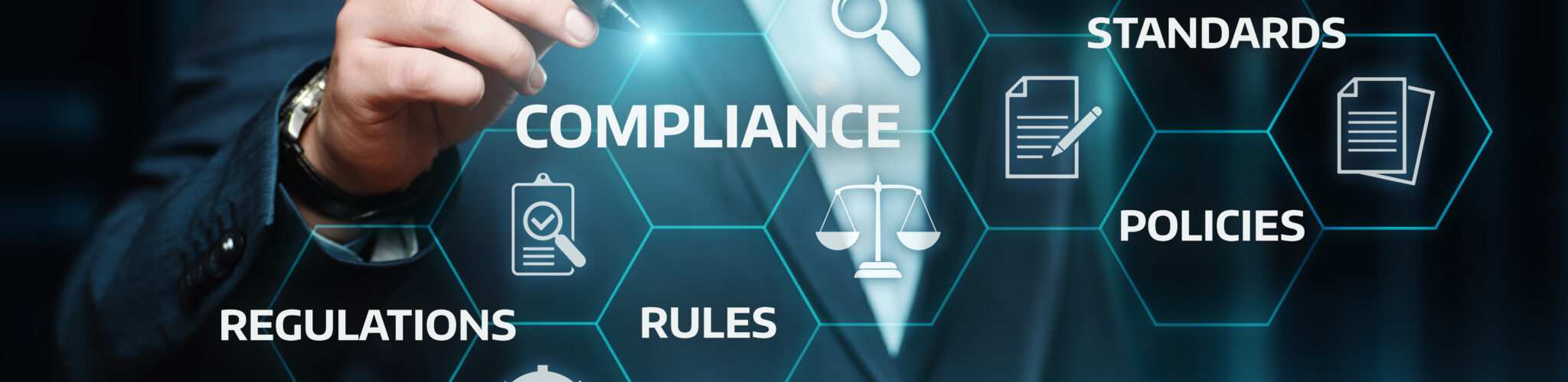 Abstract art of person writing rules and regulation policies