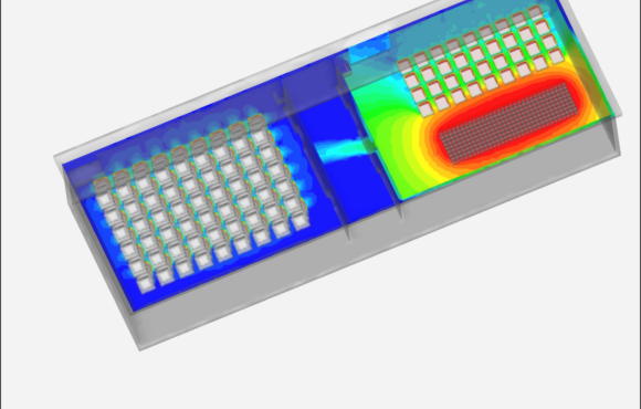 Heatmap of radioactive material containers where some are shown to be radiating