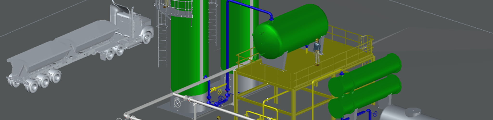 3D render of a large piping system