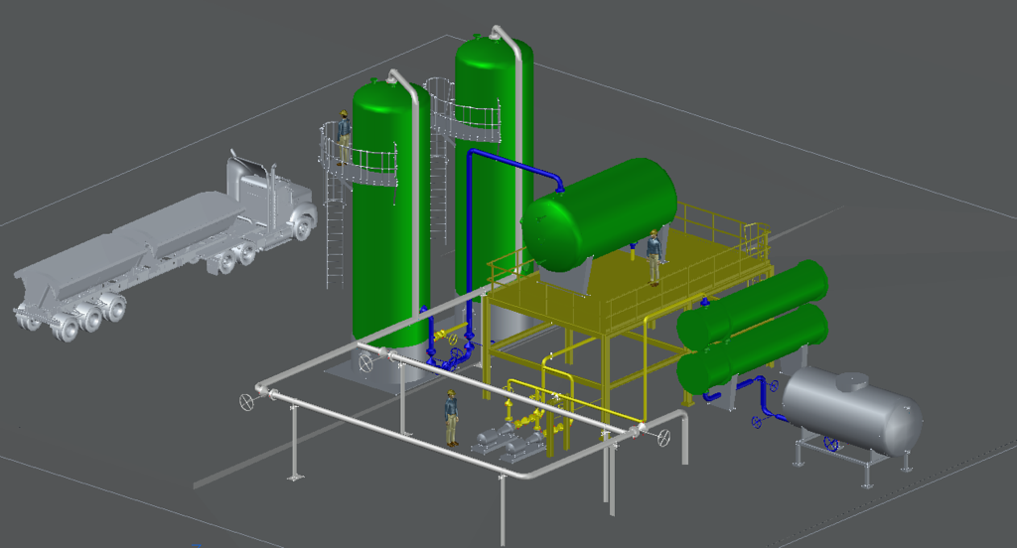 3D render of a large piping system
